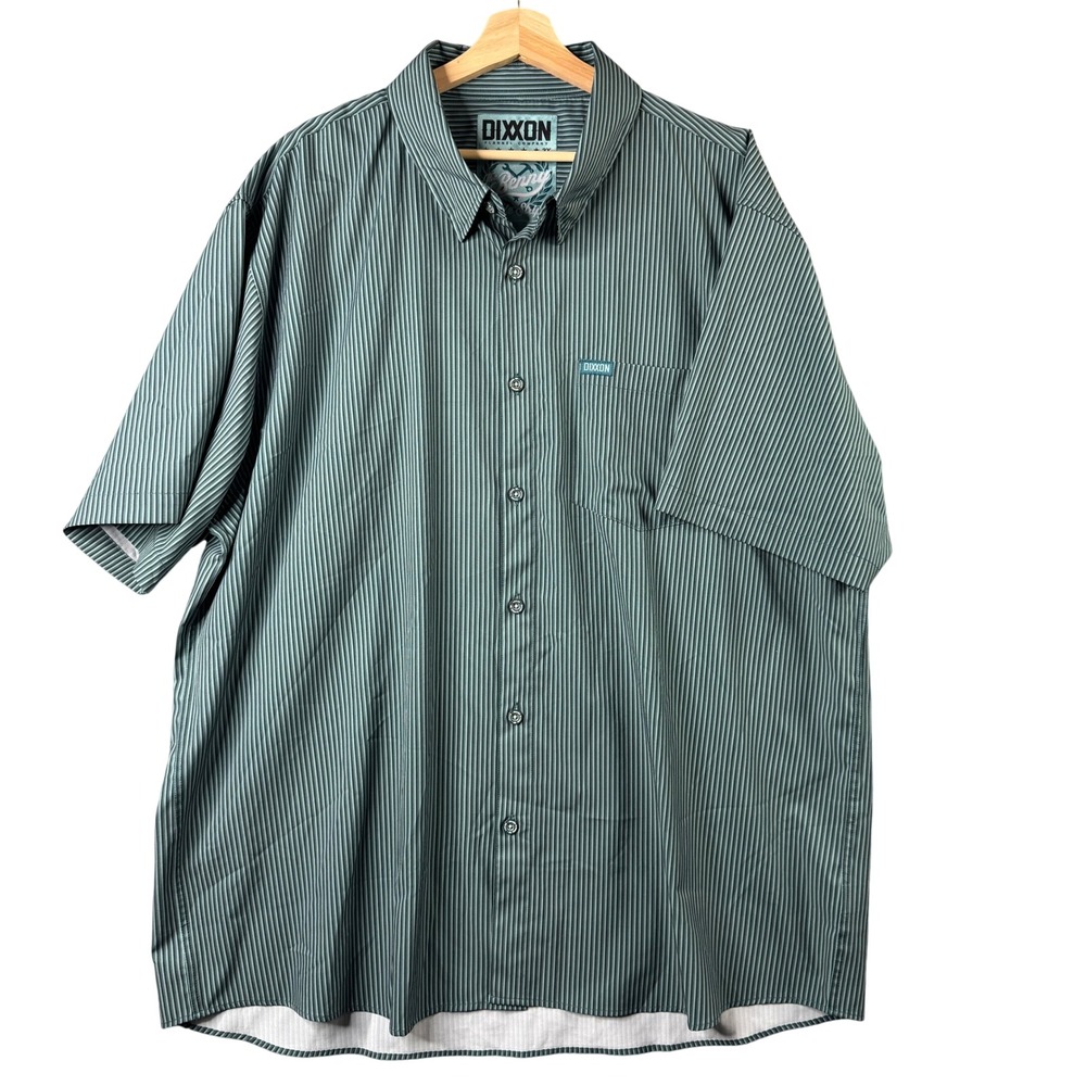 Dixxon Flannel Co The Benny Triple Stripe Green Short Sleeve Button Up Shirt 3X - Picture 2 of 8